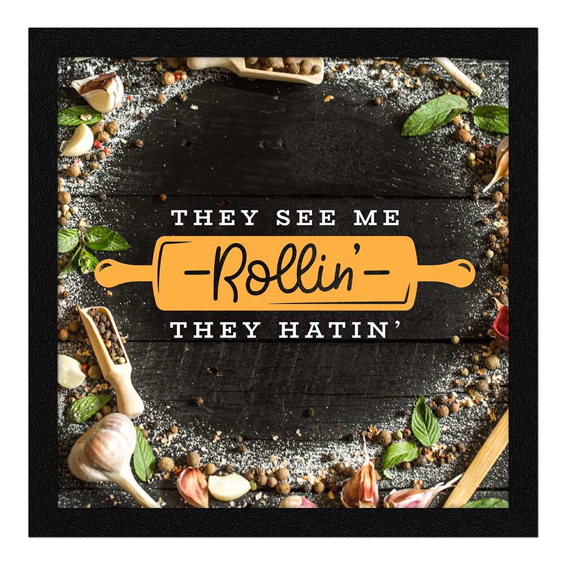 Artx Kitchen Food Quotes Motivational Funny Wall Art Frames, Framed Posters, 20 X 20 Inches, 10.0 X 10.0 Inches Each, Multicolor